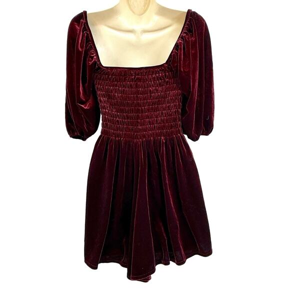 Urban Outfitters Patsy Velvet Romper Y2K Skort Puff Sleeves Women's M Milkmaid - Picture 4 of 7